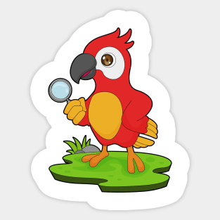 Parrot Detective Magnifying glass Sticker